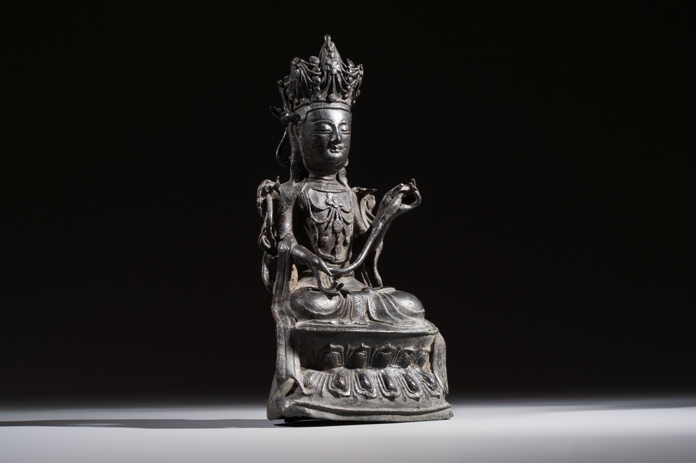 A Chinese bronze figure of Bodhisattva, Ming