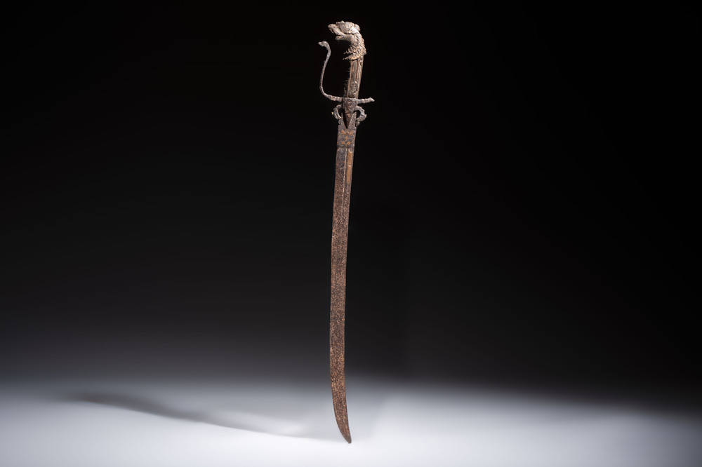 A Sinhalese steel kastane sword with a horn hilt, Sri Lanka, 19th C.