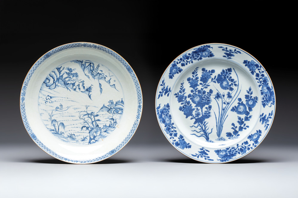 Two Chinese blue and white dishes, Kangxi/Yongzheng