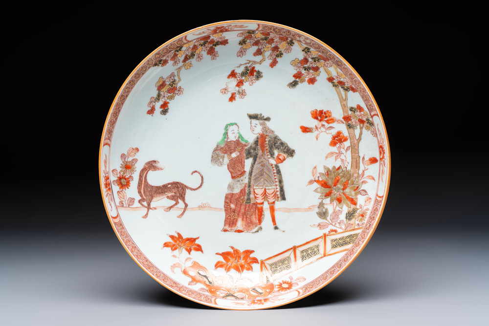 A Chinese verte-Imari 'Governor Duff' dish, Yongzheng, ca. 1725-1730