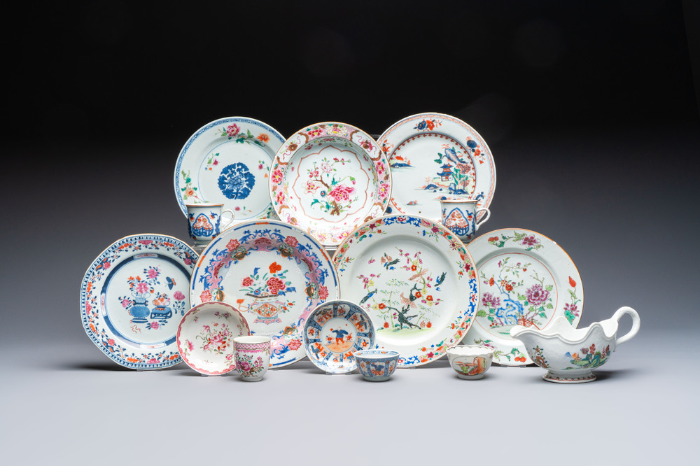 15 Chinese famille rose and Imari-style wares, Kangxi/Qianlong