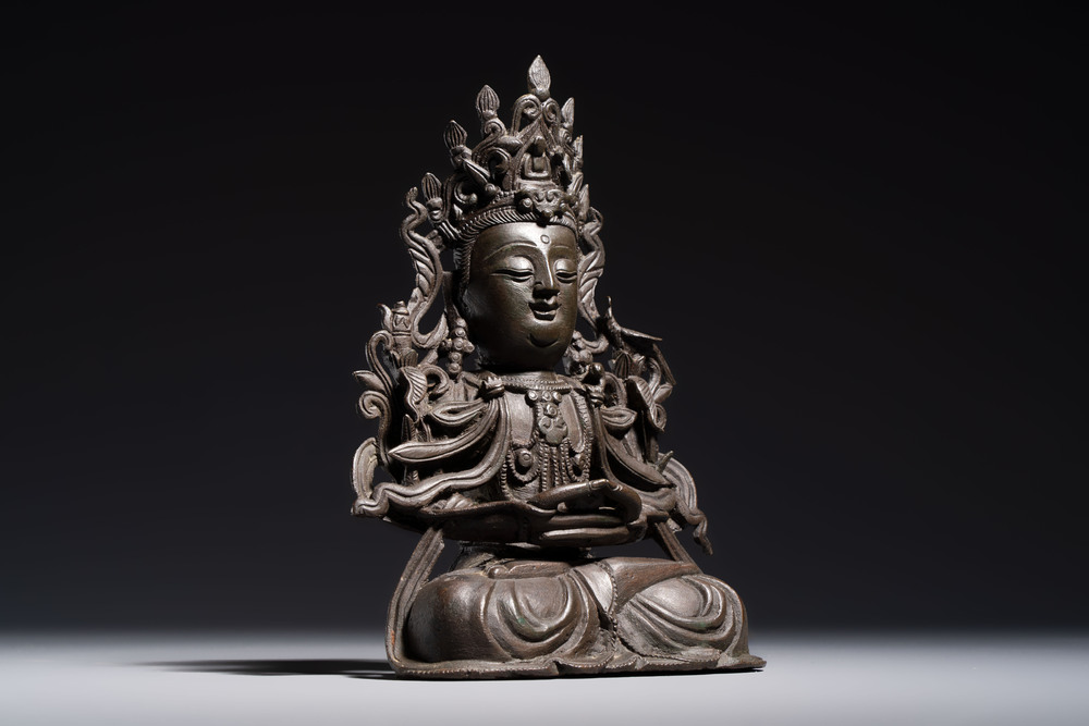 A Chinese bronze figure of Bodhisattva, Ming