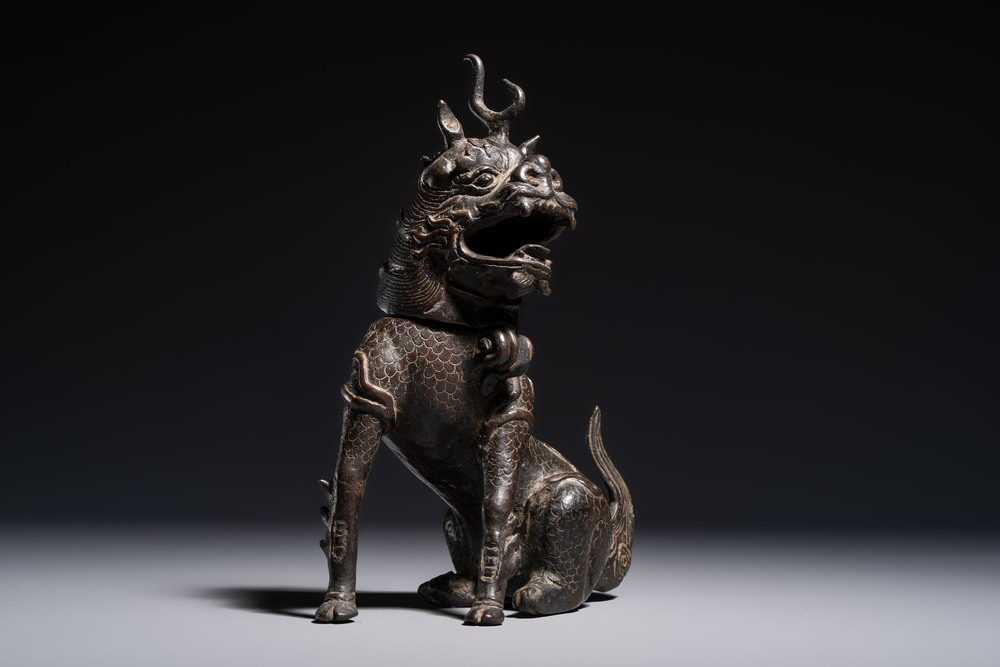 A Chinese bronze 'Qilin' censer, Ming