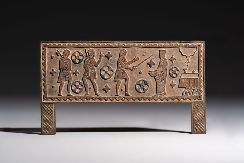 A copper plaque depicting the murder of Thomas Becket, probably from a reliquary casket, France, 19th C.