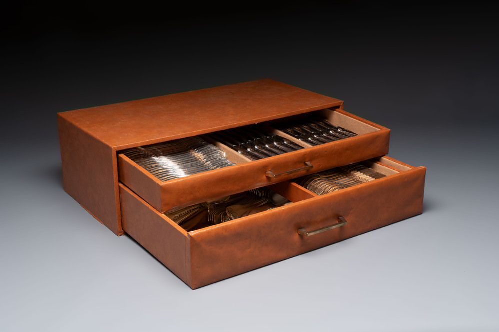 A French 111-piece silver-plated cutlery set, model Coquille, Christofle, 20th C.