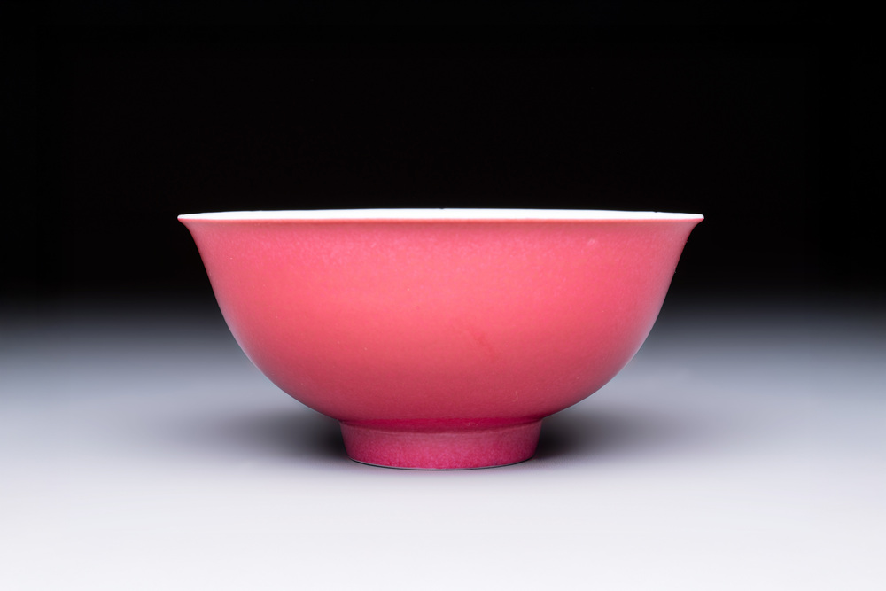 A Chinese ruby-enamelled bowl, Yongzheng mark and of the period