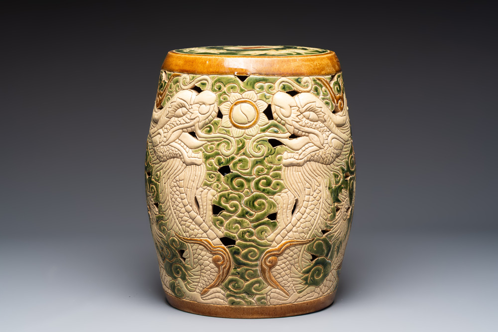A Vietnamese Bien Hoa pottery garden seat, 20th C.