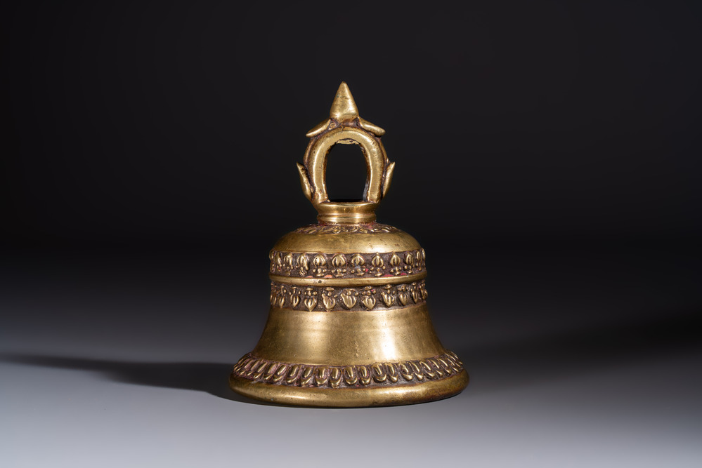 A bronze temple bell or Ghanta, Tibet or Nepal, 18/19th C.