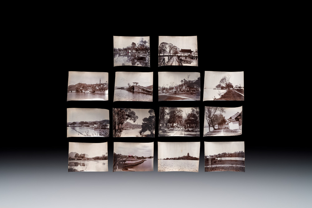 14 black and white photos of Hangzhou and the West Lake region, China, ca. 1900