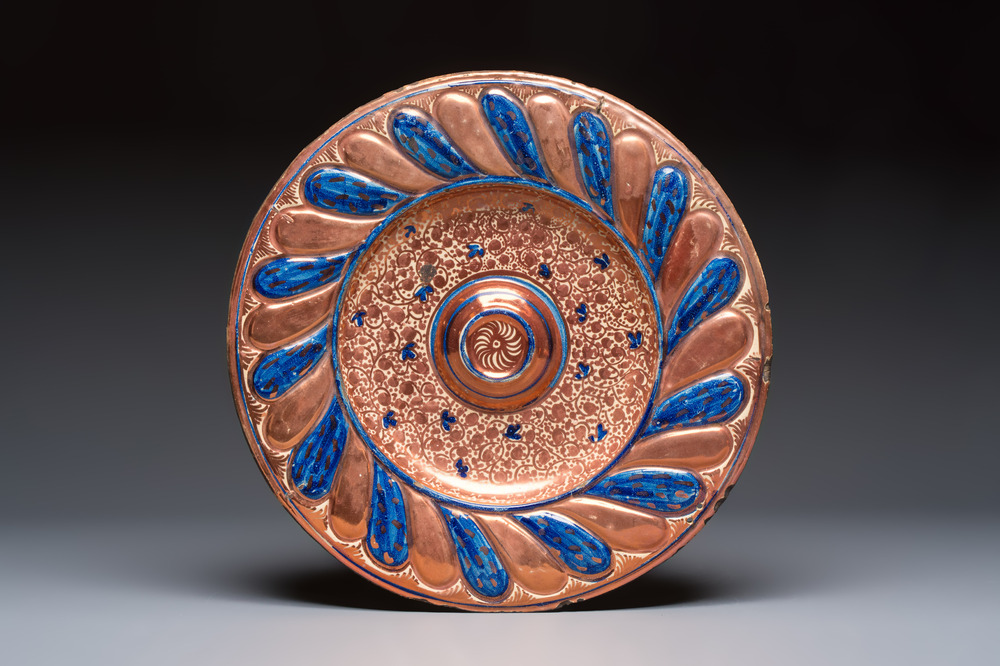 A large Hispano-Moresque lustre-glazed dish, Spain, 19th C.
