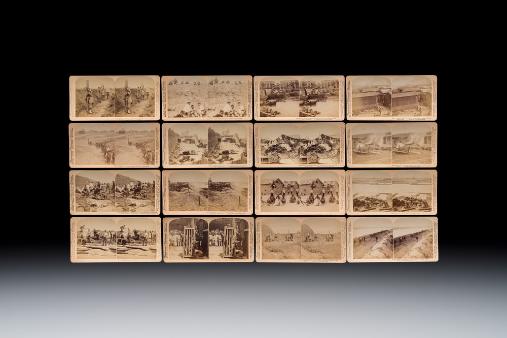 (Graphic content!) 16 stereoview cards, mostly on the Battle of Tientsin during the Boxer Rebellion, Underwood &amp; Underwood, dated 1900-1901