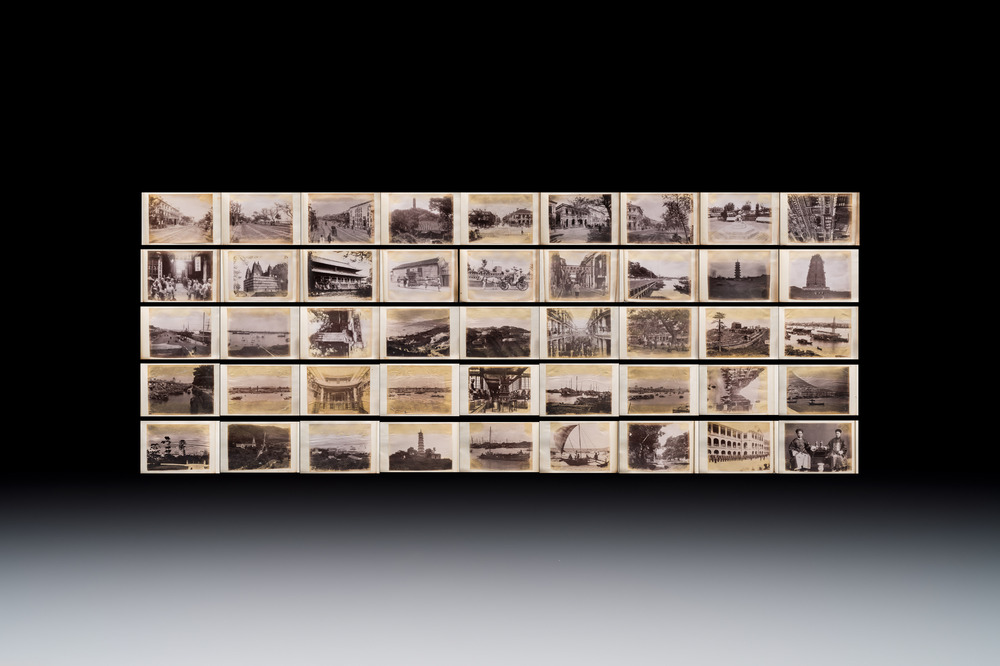 A photo album with sights, landmarks and people of China, incl. Canton, Shanghai, Hangzhou, Guanghzou and Hong Kong, late 19/early 20th C.