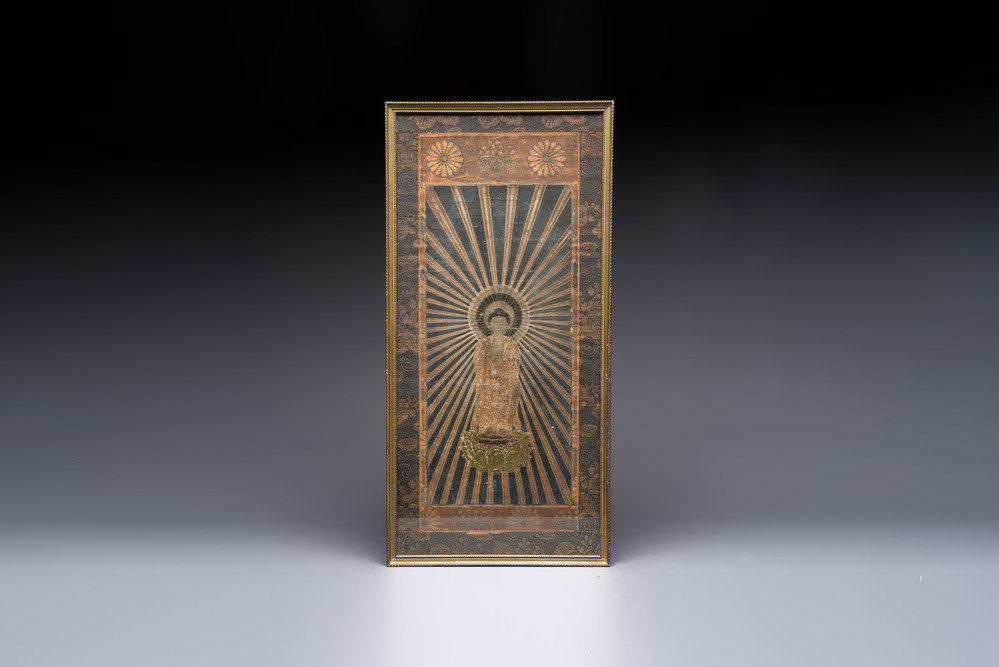 Honganji Monnyo 本願寺本如 (1778&ndash;1826): 'Buddha', ink and colour on textile, Edo, 18/19th C.