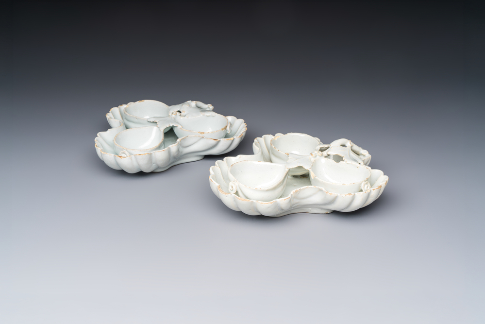 A pair of rare white-glazed spice boxes, France, 18th C.