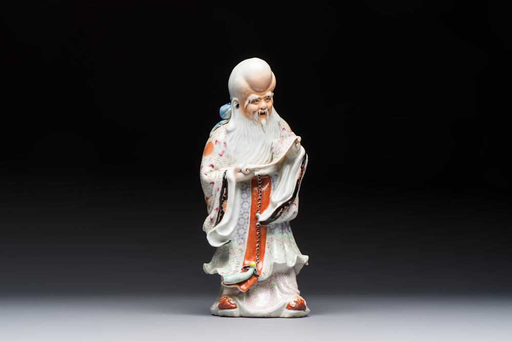 A fine Chinese famille rose figure of Shoulao, China mark, Guangxu/Republic