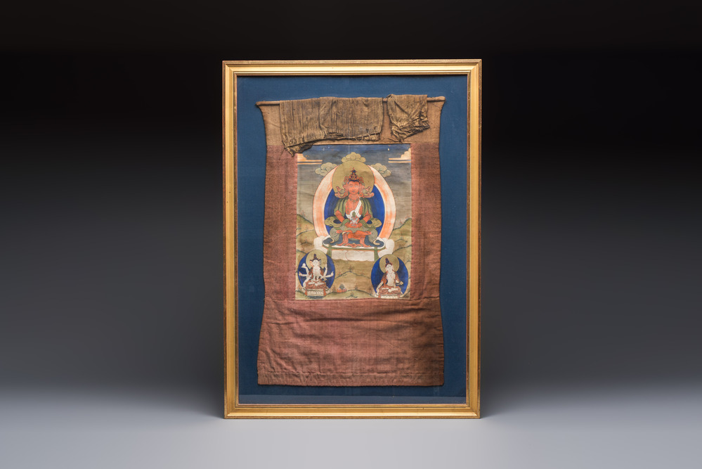 A Tibetan 'Amitayus Buddha' thangka, 19th C.