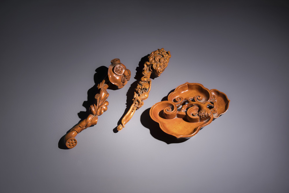 Three Chinese wooden carvings, 20th C.