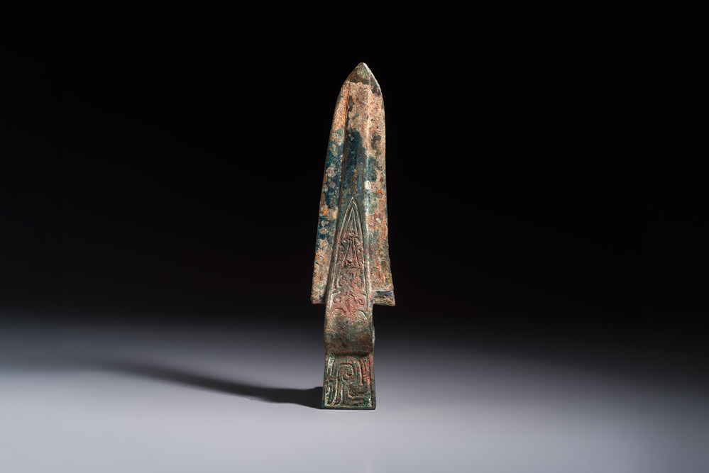 A Chinese archaic bronze dagger-axe, 'Ge 戈', Western Zhou