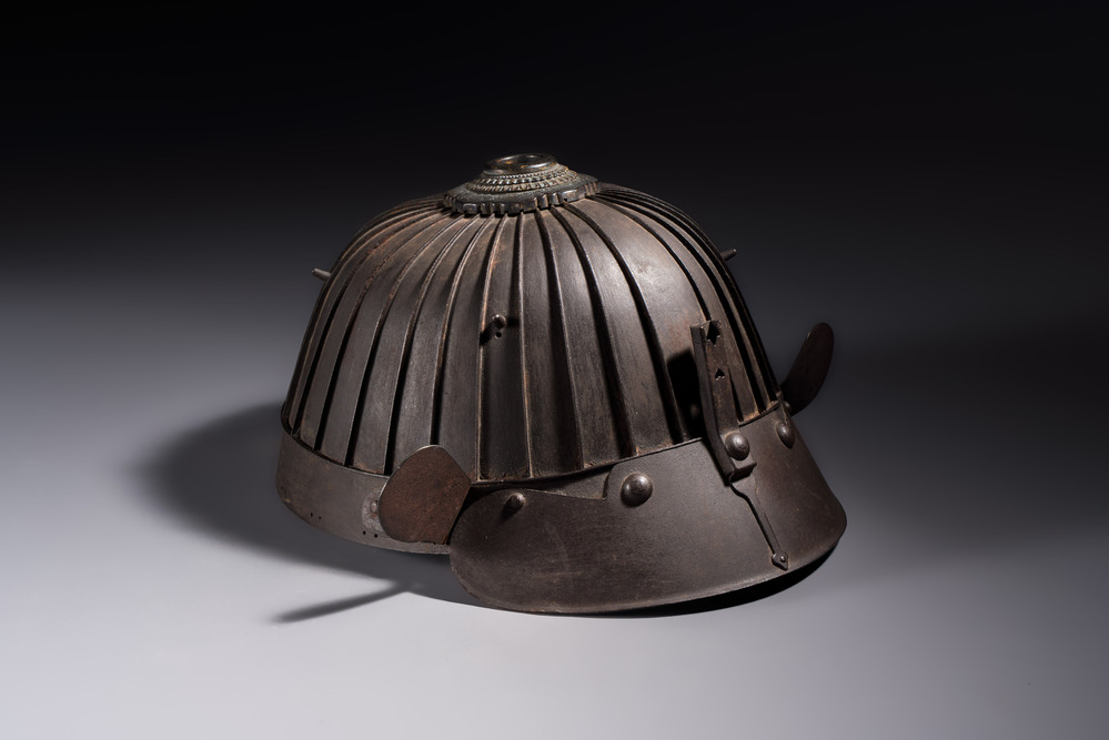 A Japanese helmet or suji bachi kabuto, by Neo Yasumasa, Edo, 17/18th C.