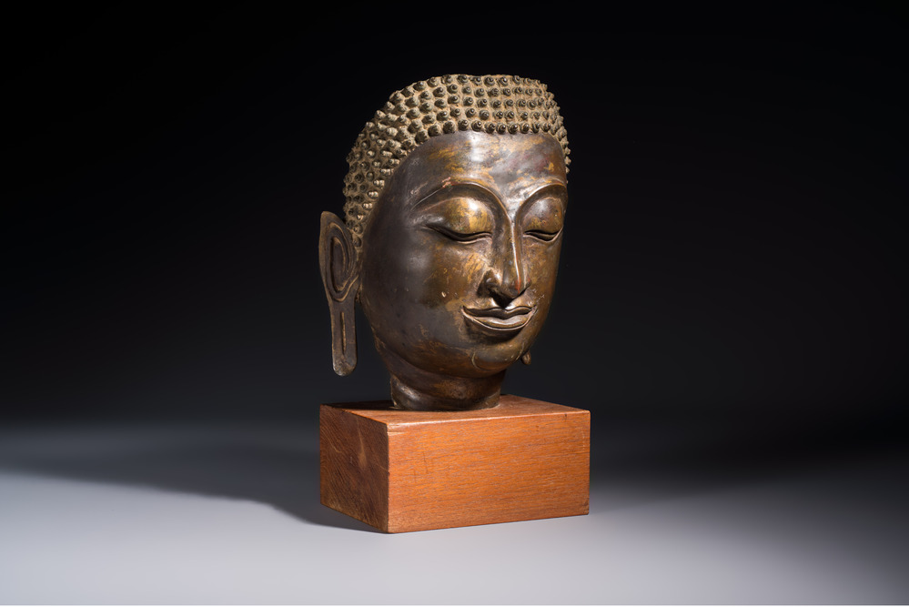 A bronze head of Buddha, Thailand, probably Ayutthaya period, 16/17th C.