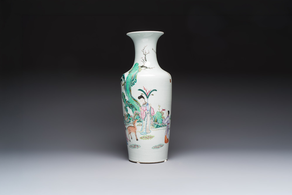A Chinese famille rose 'Magu' vase, Qianlong mark, 19th C.