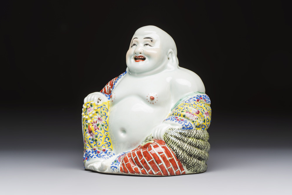 A Chinese famille rose Milefo Buddha, Tongzhi mark, Republic