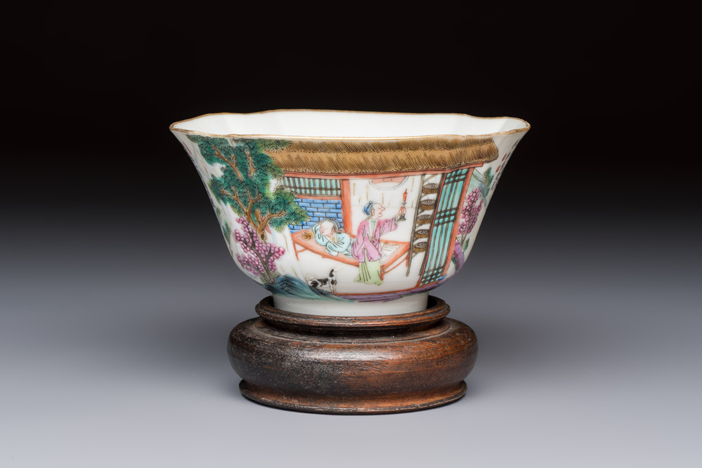 A Chinese famille rose 'Rice and Silk Production' bowl, Daoguang mark and of the period