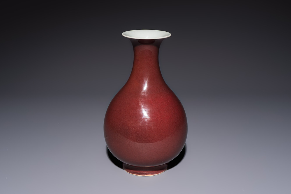 A Chinese copper-red-glazed 'Yuhuchunping' vase, Qianlong mark and of the period