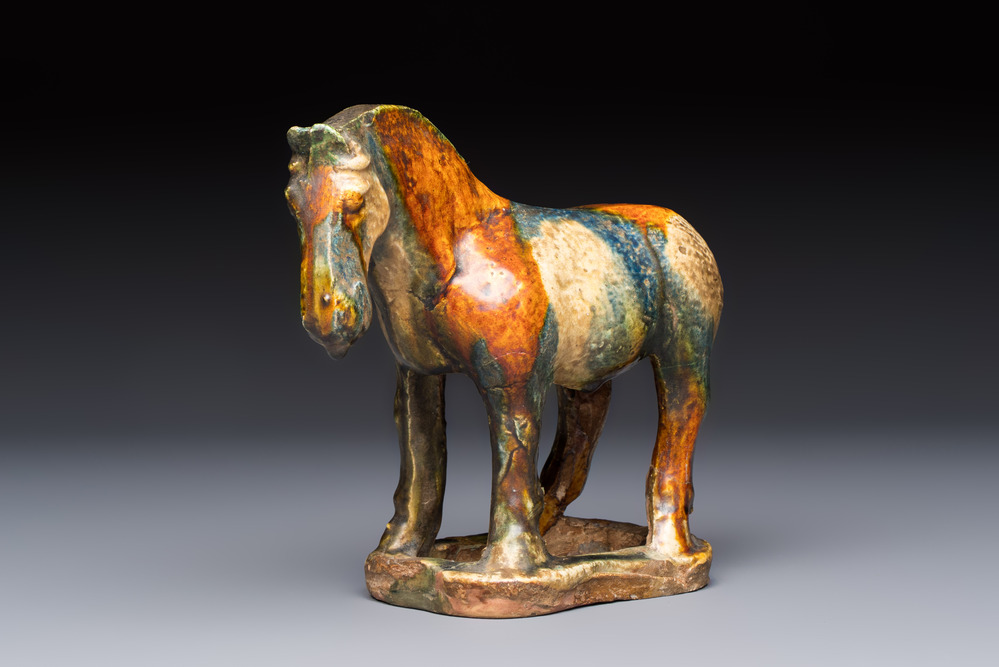A Chinese sancai-glazed horse, probably Tang