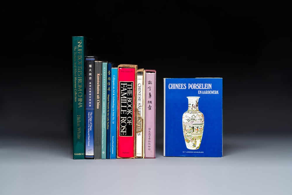 A group of 11 reference books on Chinese ceramics and snuff bottles, 1970-2009