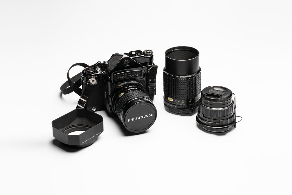 A Pentax 6x7 MLU with TTL prism, 3 lenses and accessories
