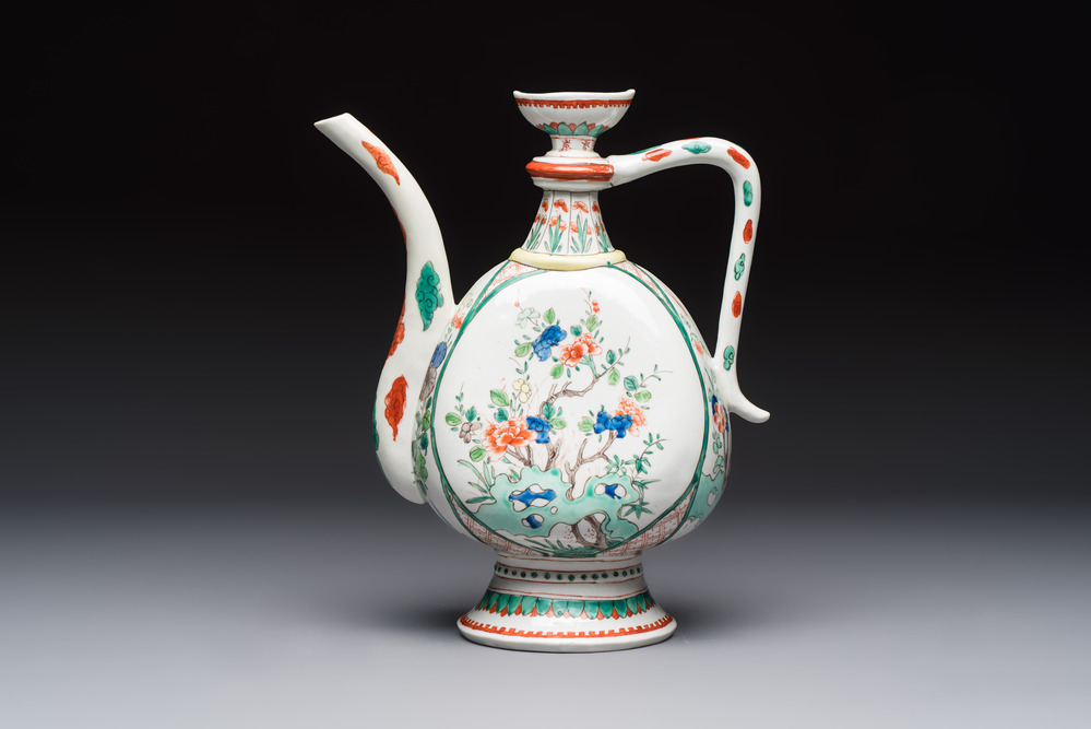 A French famille verte-style aftaba, Samson, Paris, 19th C.
