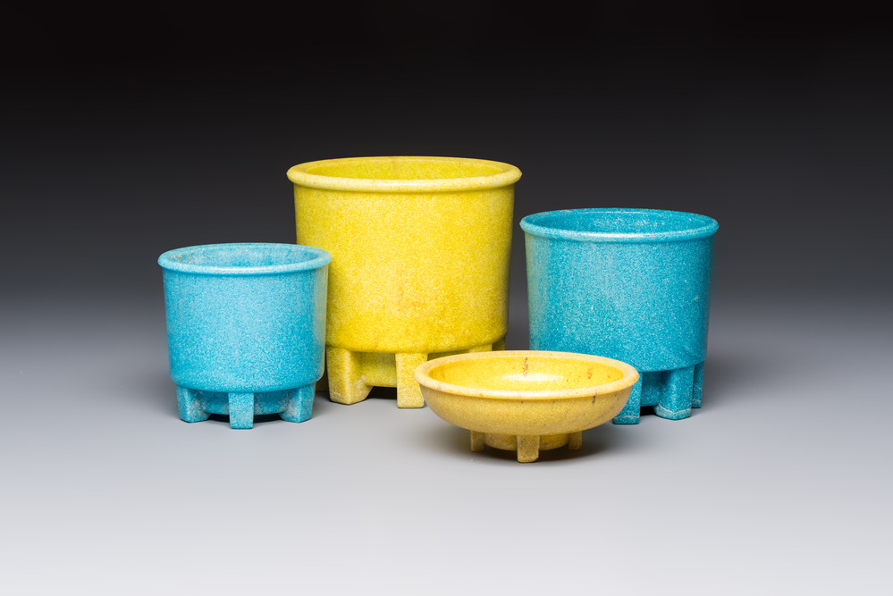 Andries Dirk Copier (1901&ndash;1991): four Art Deco Graniver cactus pots, the Netherlands, 1930s