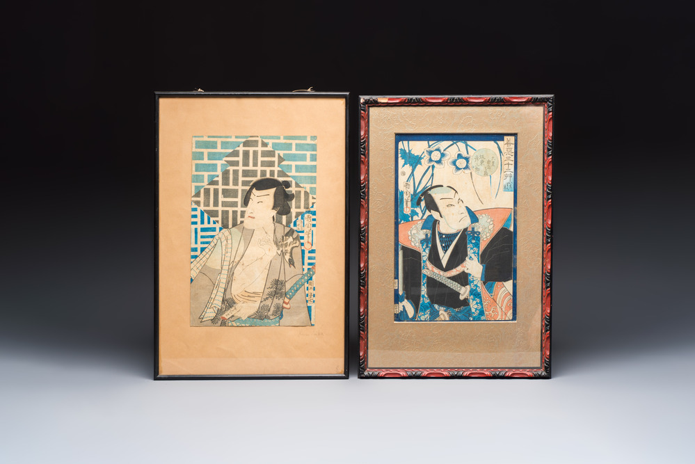 Toyohara Kunichika (1835-1900): two woodblock prints, Japan, Meiji, 19th C.