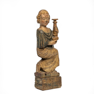 Een polychrome houten Sint-Barbara, 17e eeuw