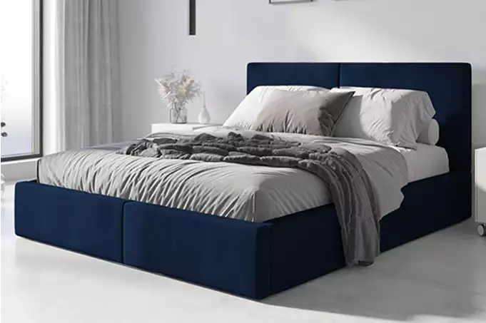 Čalunená posteľ HILTON MODRÁ s úložným priestorom