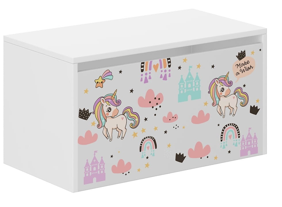 Drevený box na hračky, RAINBOW UNICORN