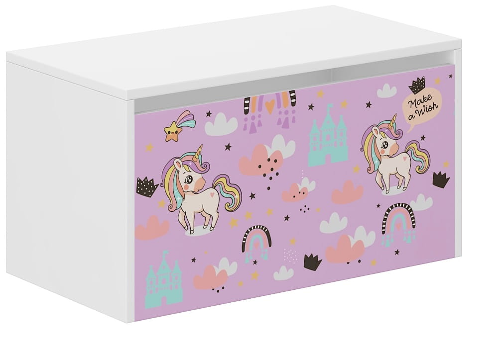 Drevený box na hračky, UNICORN PINK