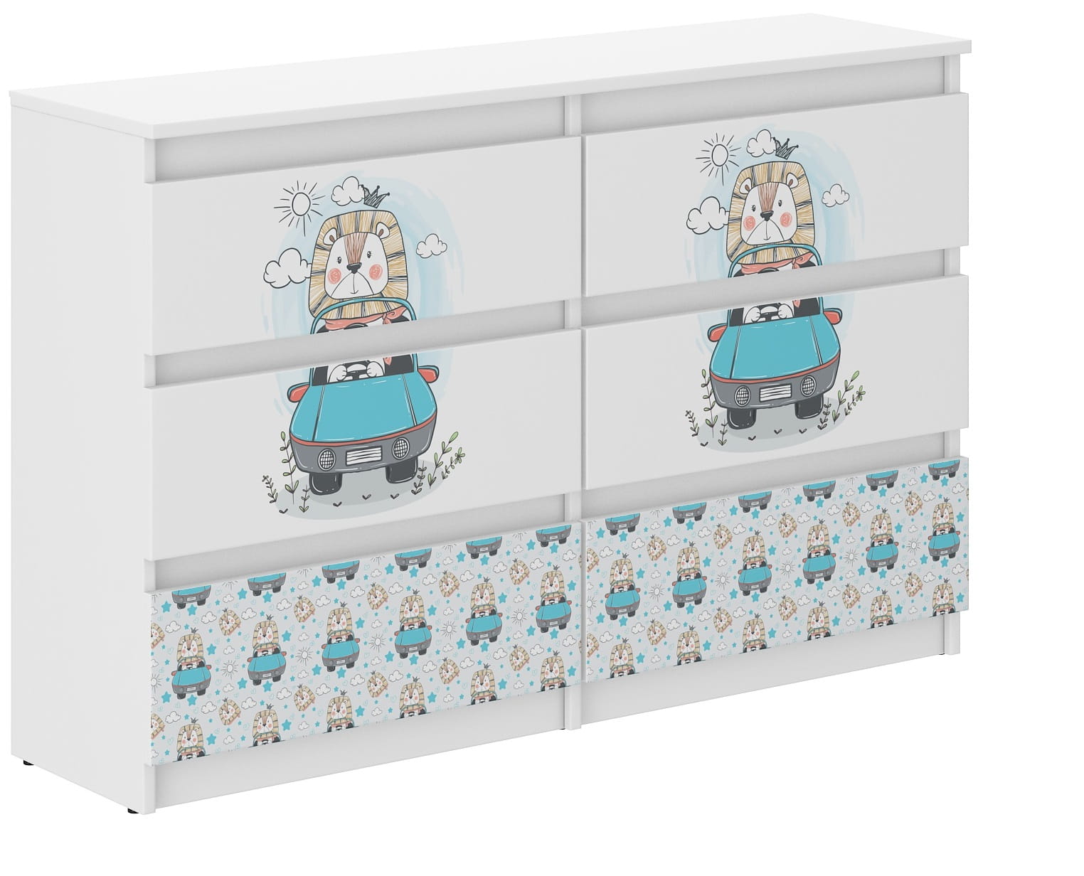 Detská komoda so 6 zásuvkami, LION
