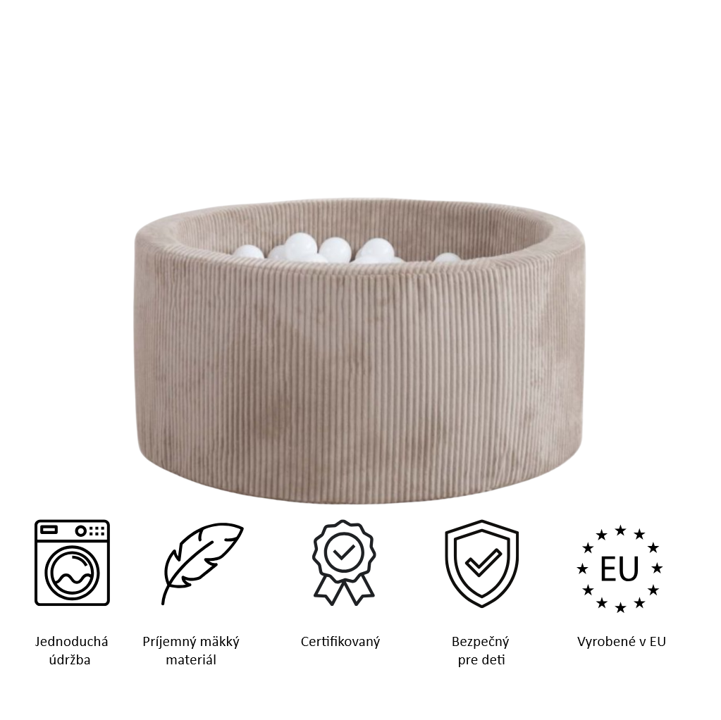 MIM Velvet menčestrový bazén s loptičkami, farba kašmír