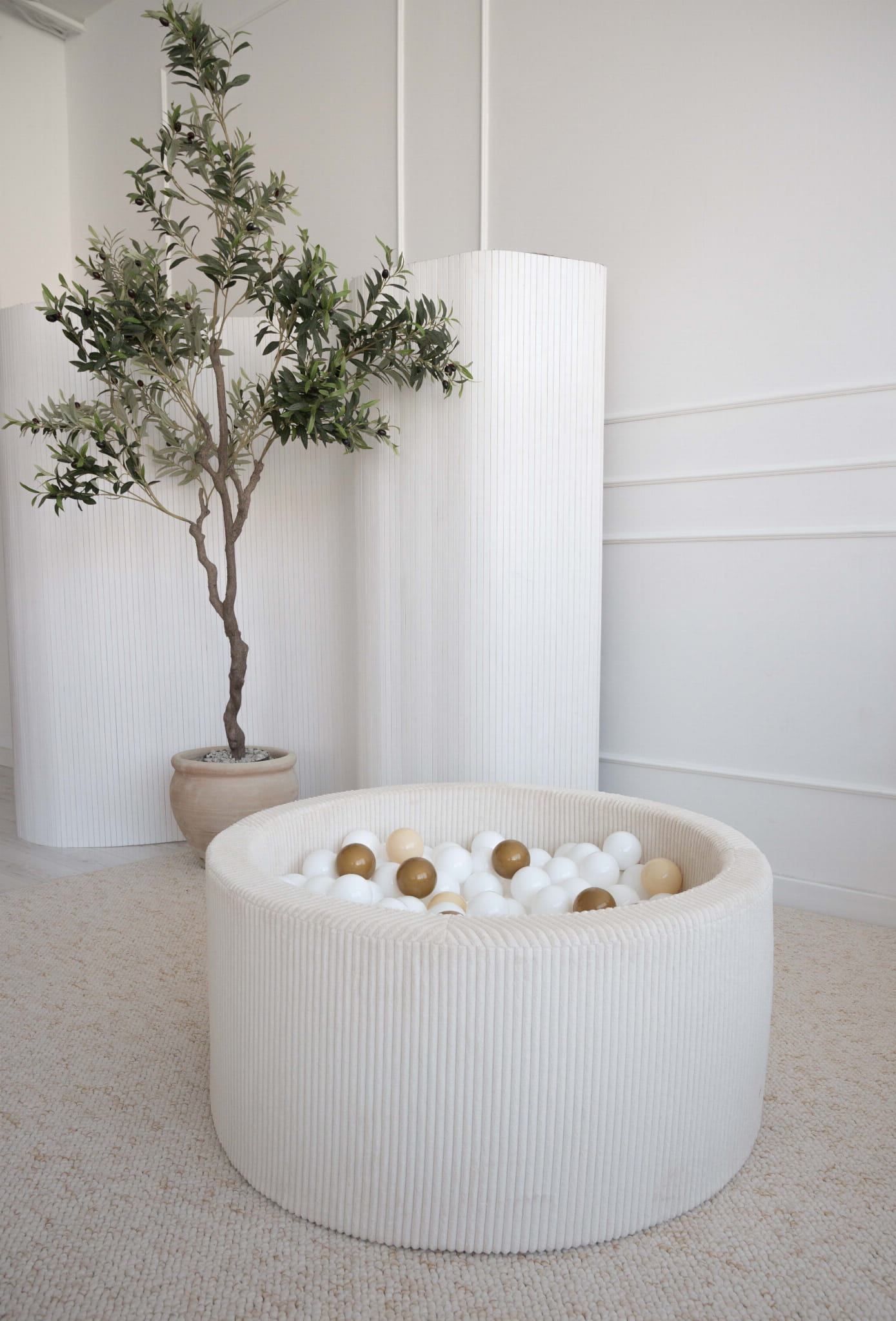 MIM Velvet menčestrový bazén s loptičkami, farba krém