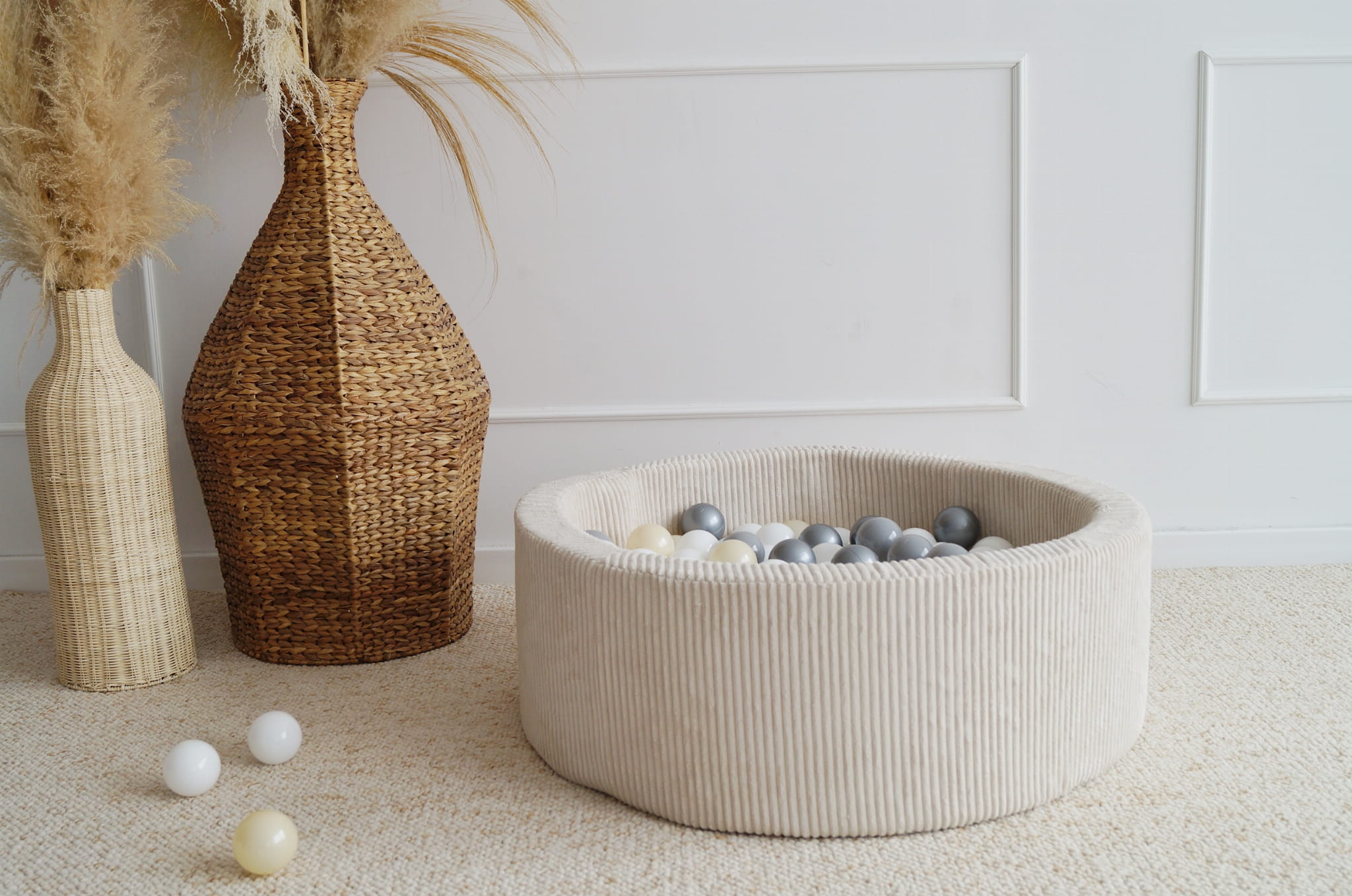 MIM Velvet menčestrový bazén s loptičkami, farba krém