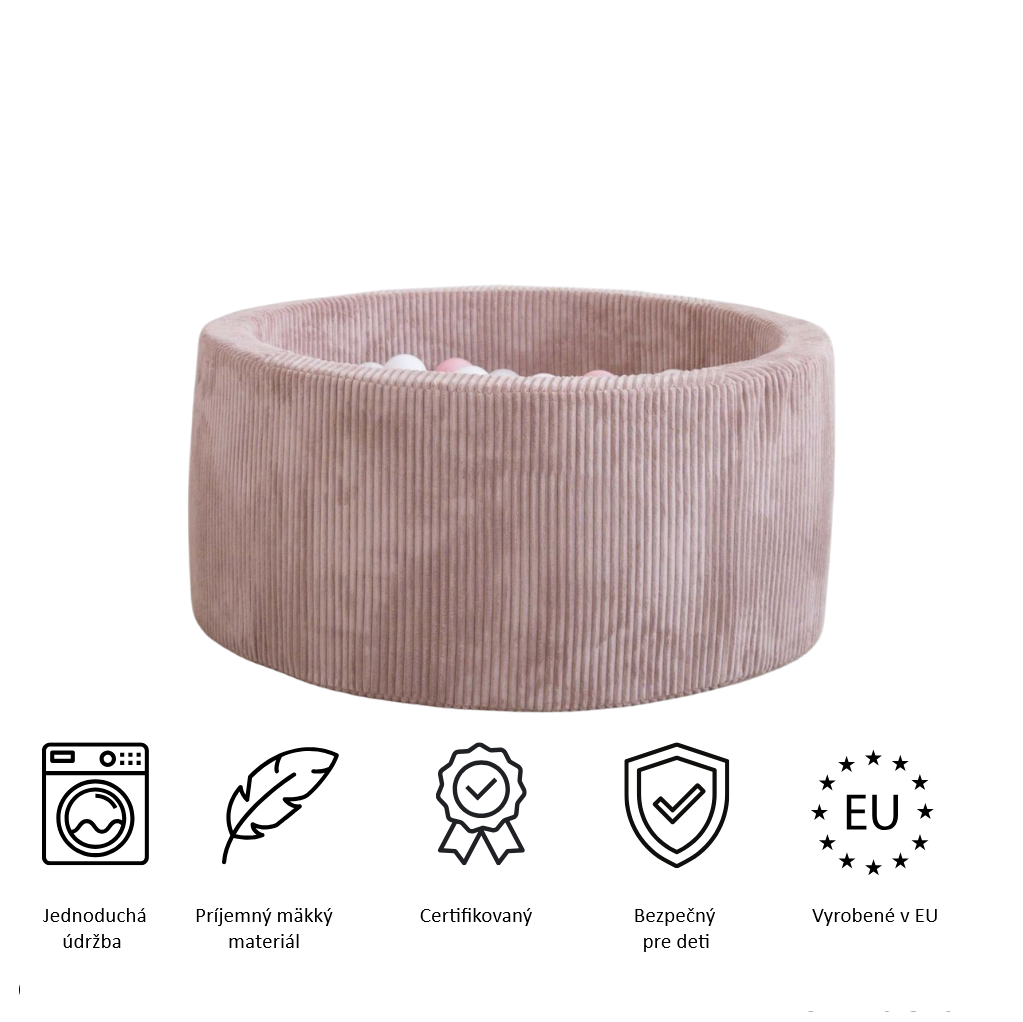 MIM Velvet menčestrový bazén s loptičkami, farba staroružová