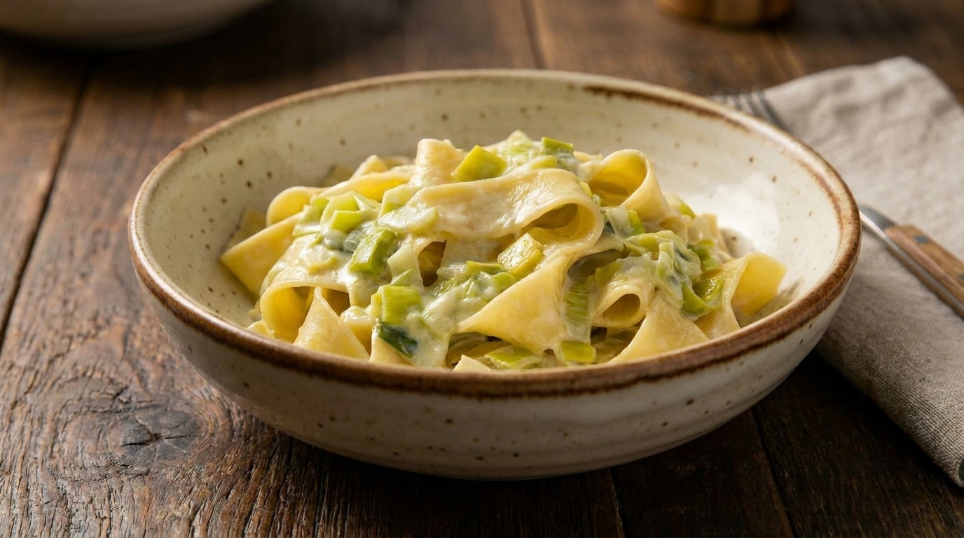 Pappardelle med purjolök och mascarpone