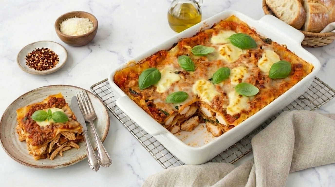 Kycklinglasagne med mozzarella