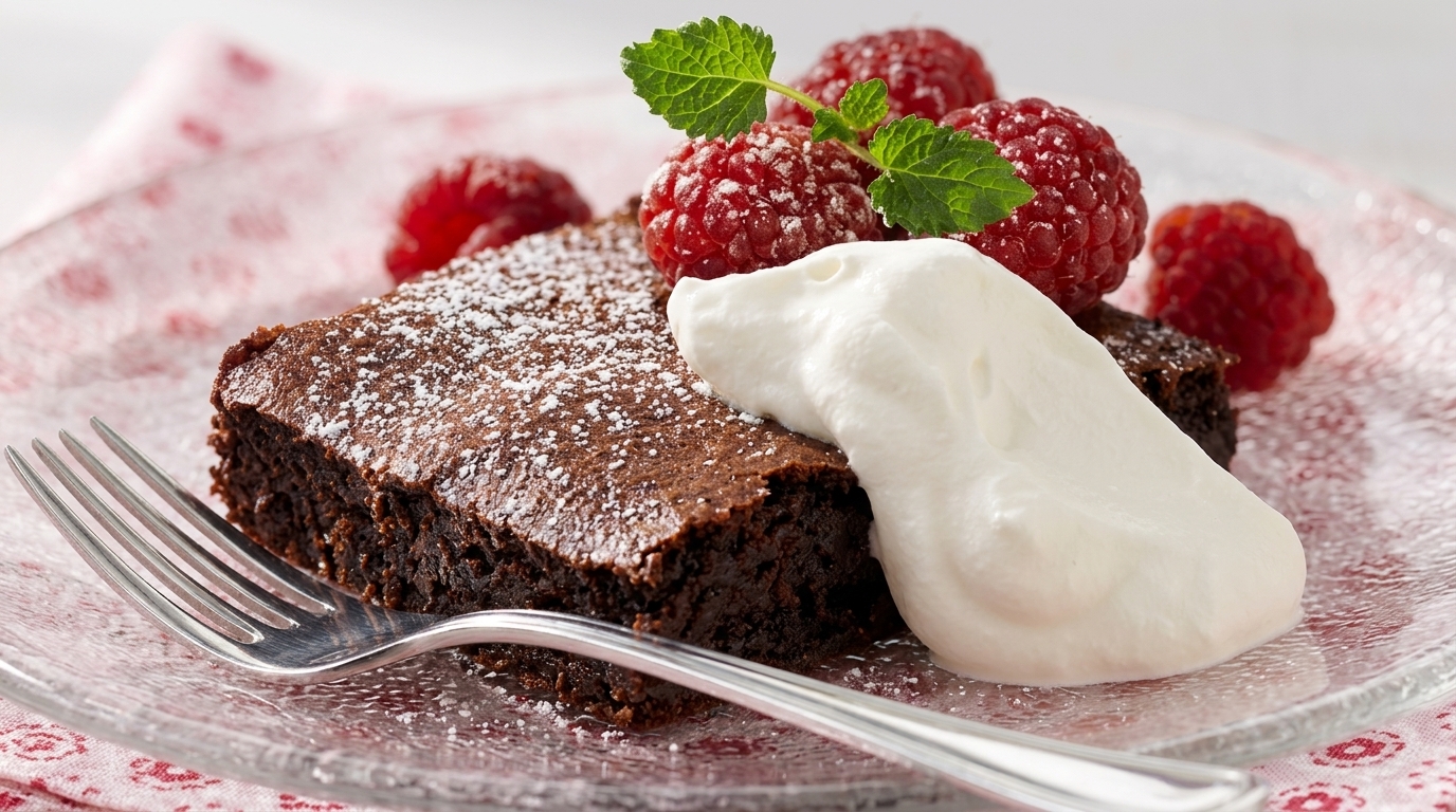 Kladdig chokladkaka med hallon