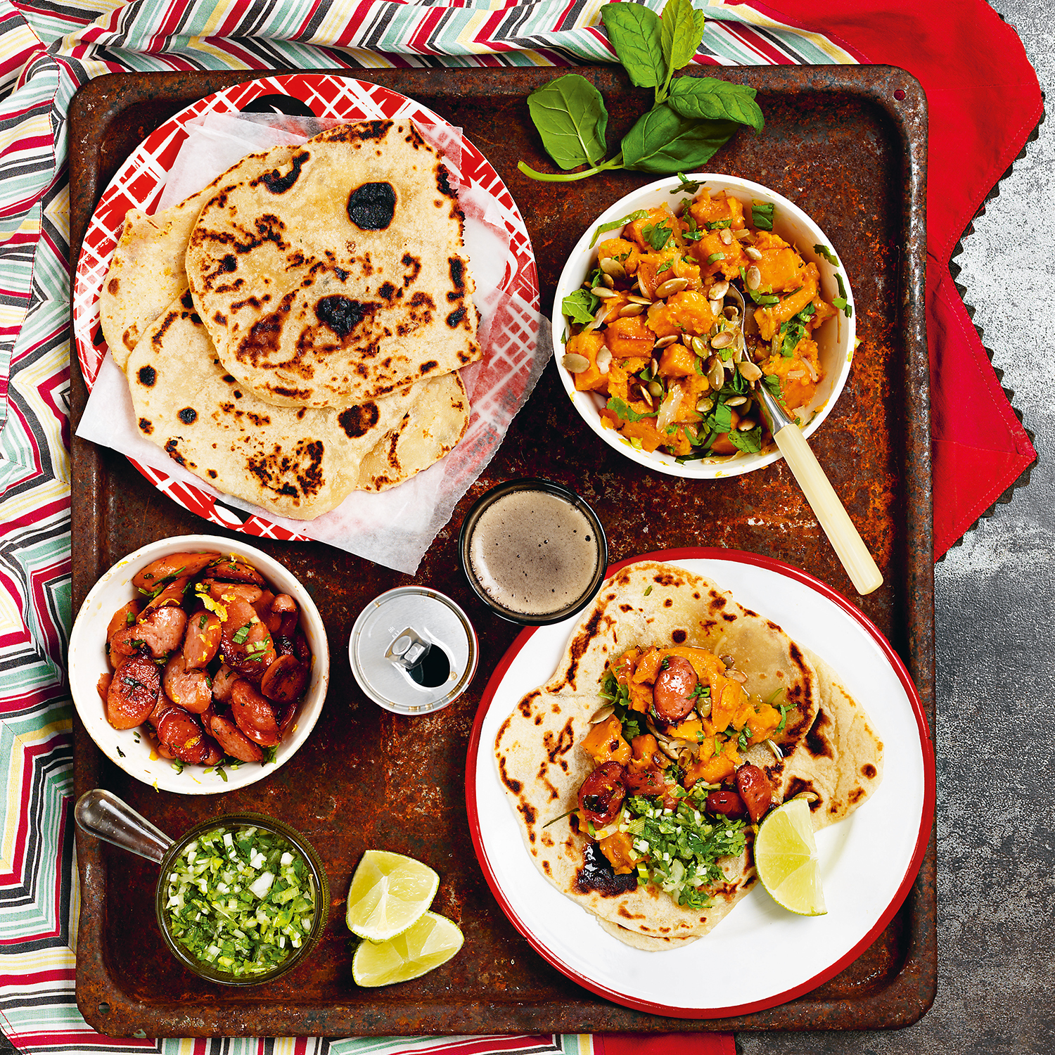 Pumpatacos med chorizo & salsa verde