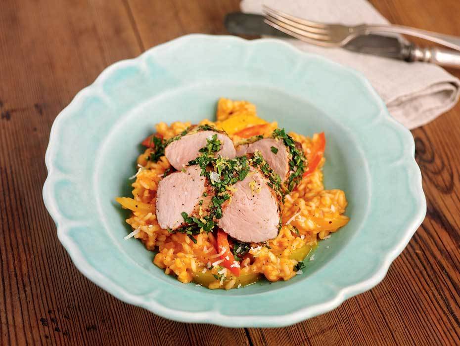 Helstekt gremolatafilé med tomatrisotto