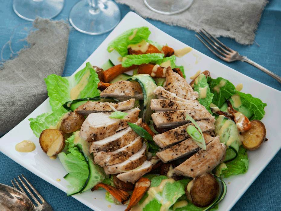 Caesarkyckling med rostade rotfrukter