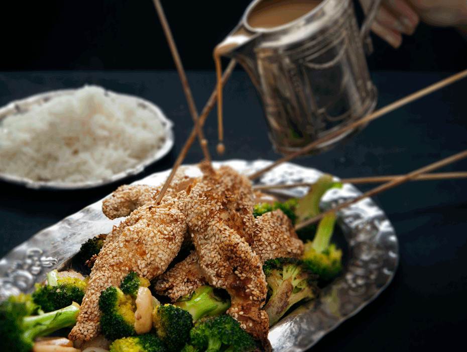 Chickensticks med ris och sötsur kokossås